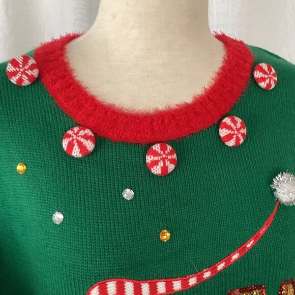 Holiday Time Treat Your Elf Ugly Christmas Sweater Women’s L 12/14 - Picture 4 of 6
